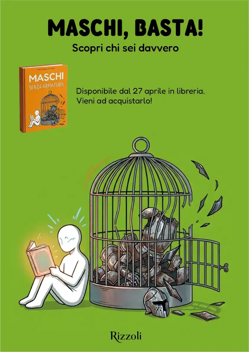 Manifesto pubblicitario in formato A3 per la promozione di un libro sulla decostruzione della maschilità tossica