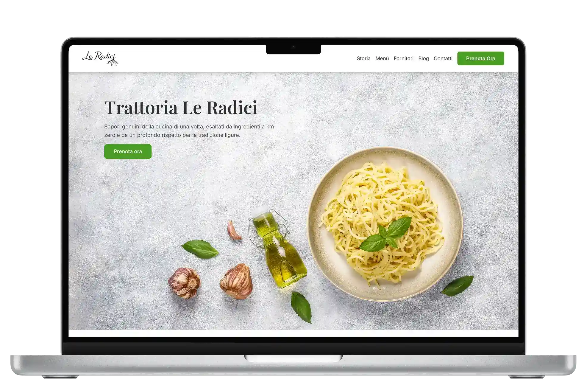 Interfaccia desktop sito web trattoria - Sviluppo front-end con Bootstrap e HTML5