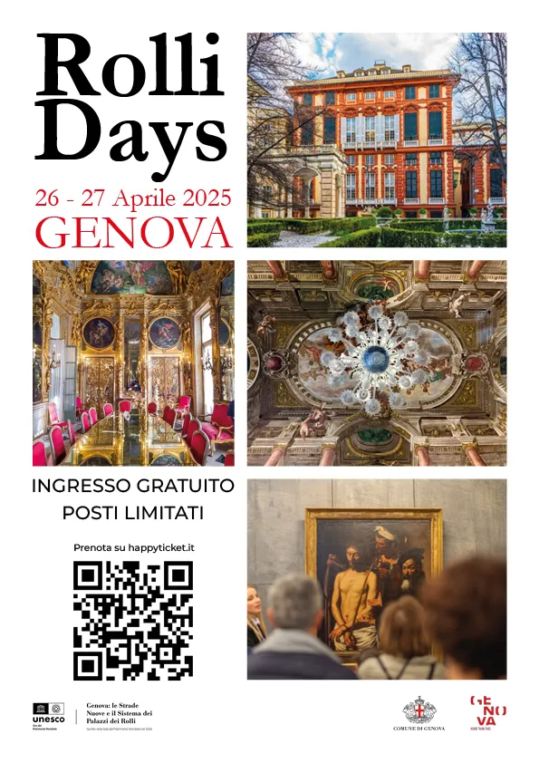 Volantino promozionale per i Rolli Days di Genova - Layout per la stampa in formato A4