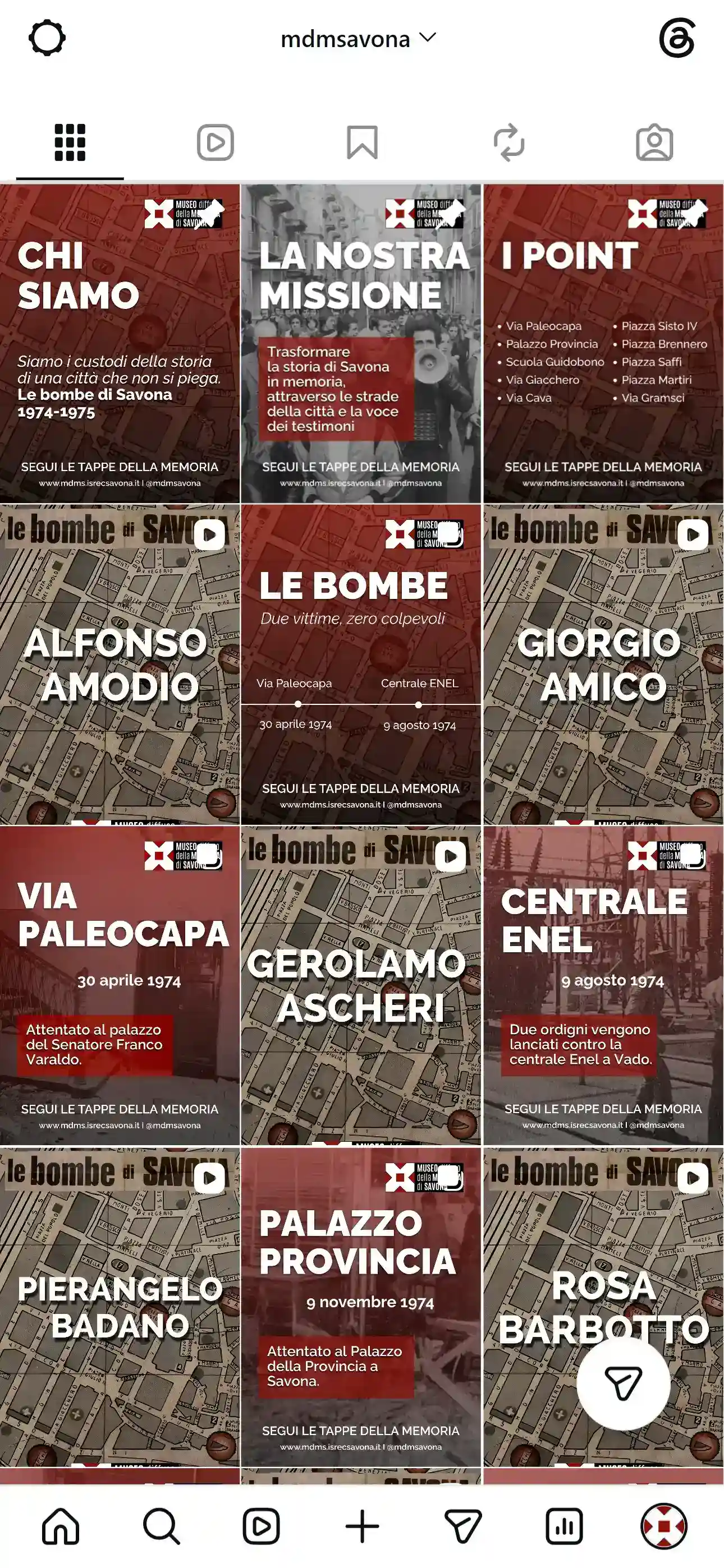 Gestione dei canali social media, grafica e creazione contenuti per il Museo Diffuso della Memoria di Savona