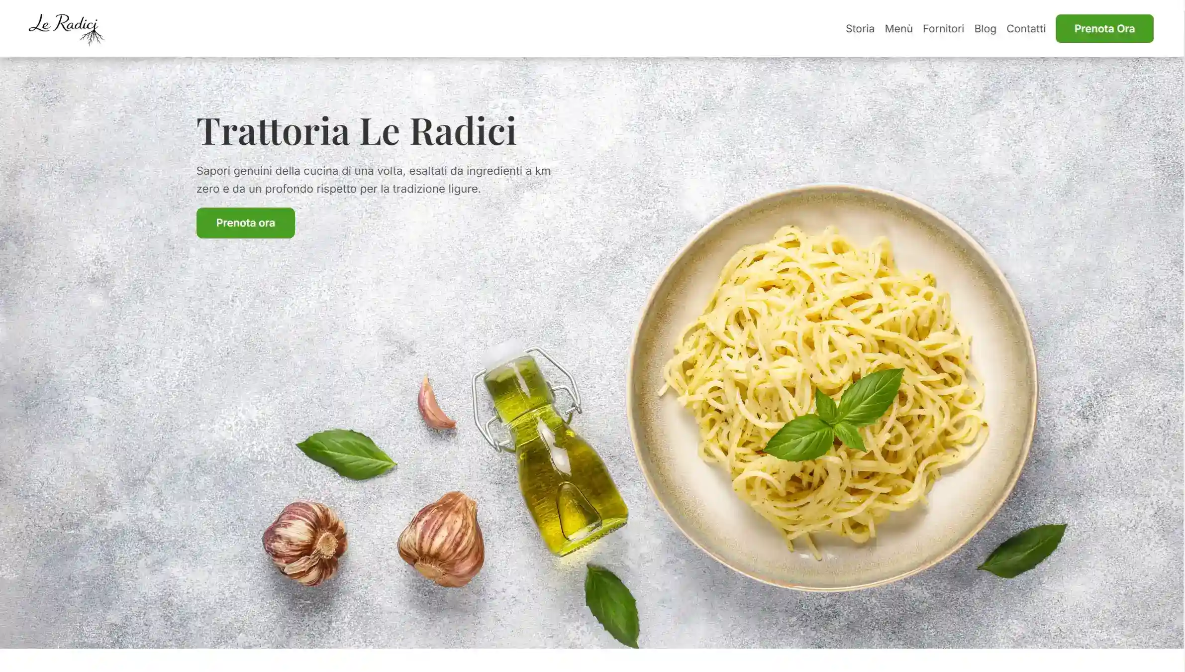 Screenshot del sito web per trattoria con sistema di prenotazione sviluppato in WordPress e Bootstrap